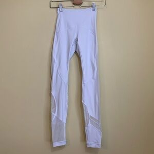 Lululemon White Wunder Under Train Mesh Panel Athletic Yoga Training Leggings 2